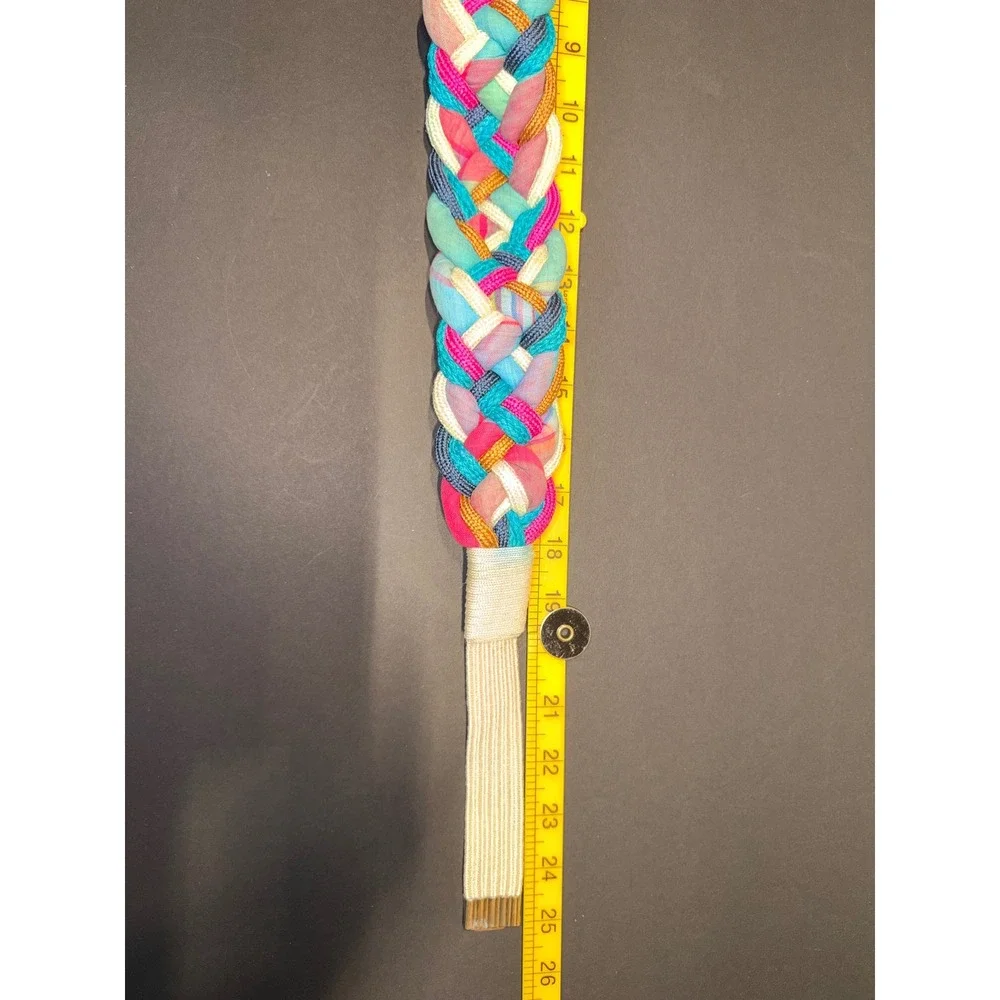 Talbots Vintage 80's Braided Elastic Waist Belt Multicolor Woven Retro Boho Sz S